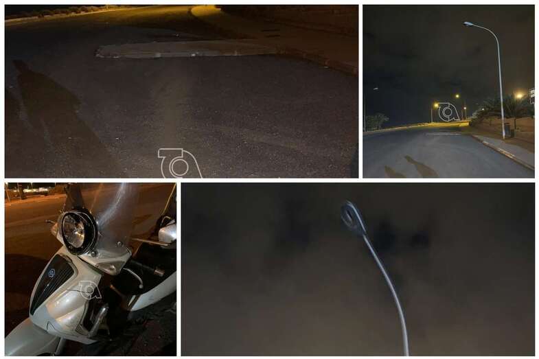 Imágenes del lugar donde se produjo el accidente y el estado en que quedó la moto (Foto TA)